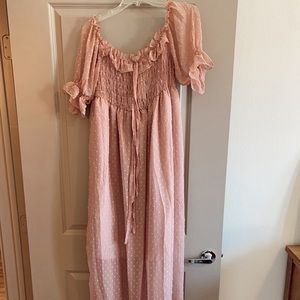 MAXI dust rose off the shoulder dress